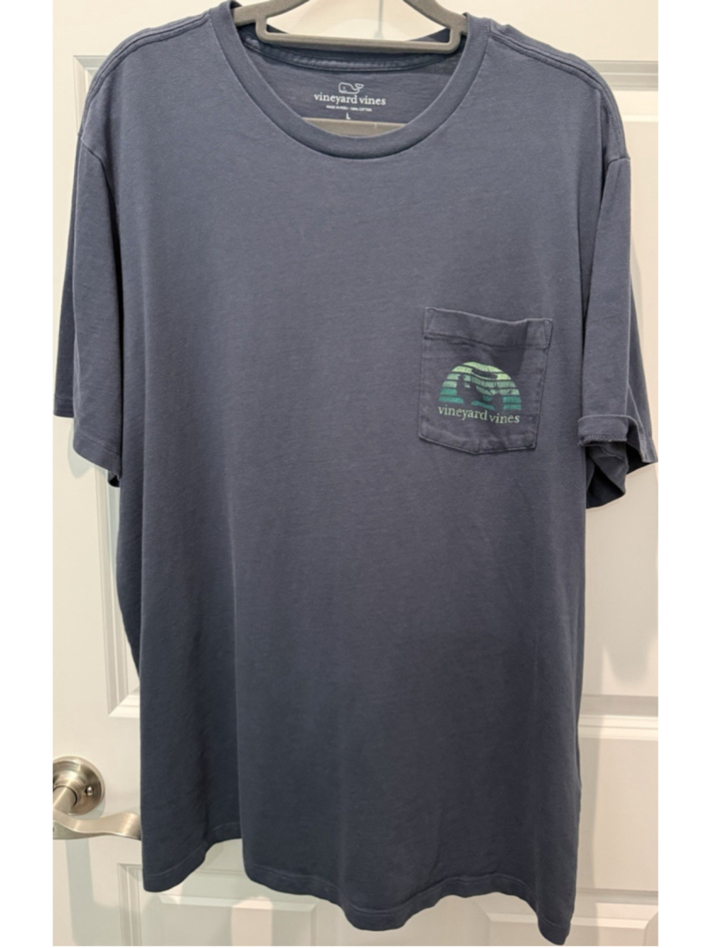 Vineyard Vines Men's Blue Cotton Golf Cart Graphic Pocket T-Shirt Size L